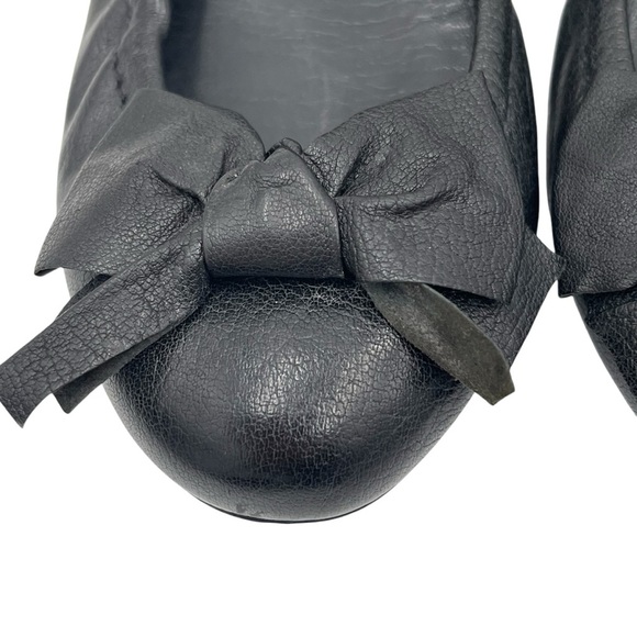 Miu Miu Black Leather Ballet Flats With Leather Bow Detail Size 39.5 / 9 US - Picture 4 of 13
